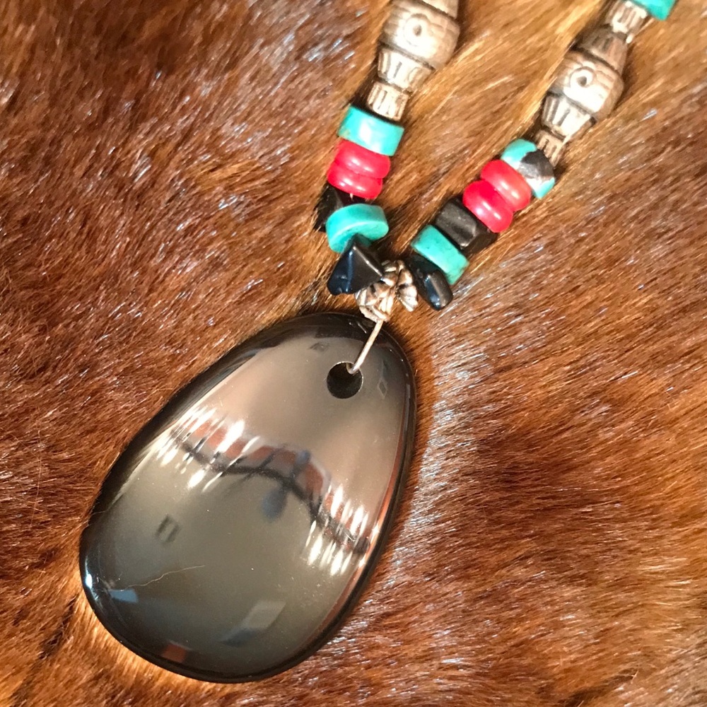 $29 Turquoise, jasper, silver strand & onyx